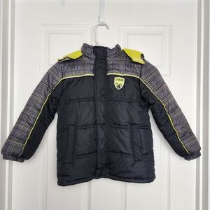 Ixtreme Black & Yellow Puffer Jacket - Kids Size 5, Sporty Fall Winter Outdoor